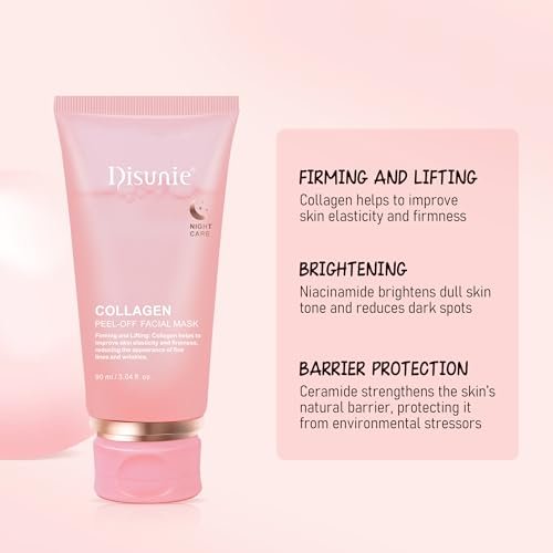 Disunie Collagen Overnight Wrapping Mask with Brush – 3.04 oz Night Peel-off Facial Mask with Ceramide NP & Niacinamide for Glowing, Moisturized, and Firm Skin Avelisse