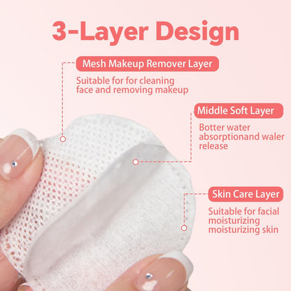 ICOTLE 100% Pure Cotton Round Pads for Face (210 Count) - Lint-Free Makeup Remover Pads, Soft, Absorbent, Hypoallergenic, Multi-Layer Design for Cleansing, Skincare and Nail Polish Removal