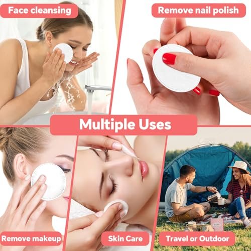 ICOTLE 100% Pure Cotton Round Pads for Face (210 Count) - Lint-Free Makeup Remover Pads, Soft, Absorbent, Hypoallergenic, Multi-Layer Design for Cleansing, Skincare and Nail Polish Removal - görsel 10