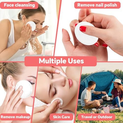 ICOTLE 100% Pure Cotton Round Pads for Face (210 Count) - Lint-Free Makeup Remover Pads, Soft, Absorbent, Hypoallergenic, Multi-Layer Design for Cleansing, Skincare and Nail Polish Removal