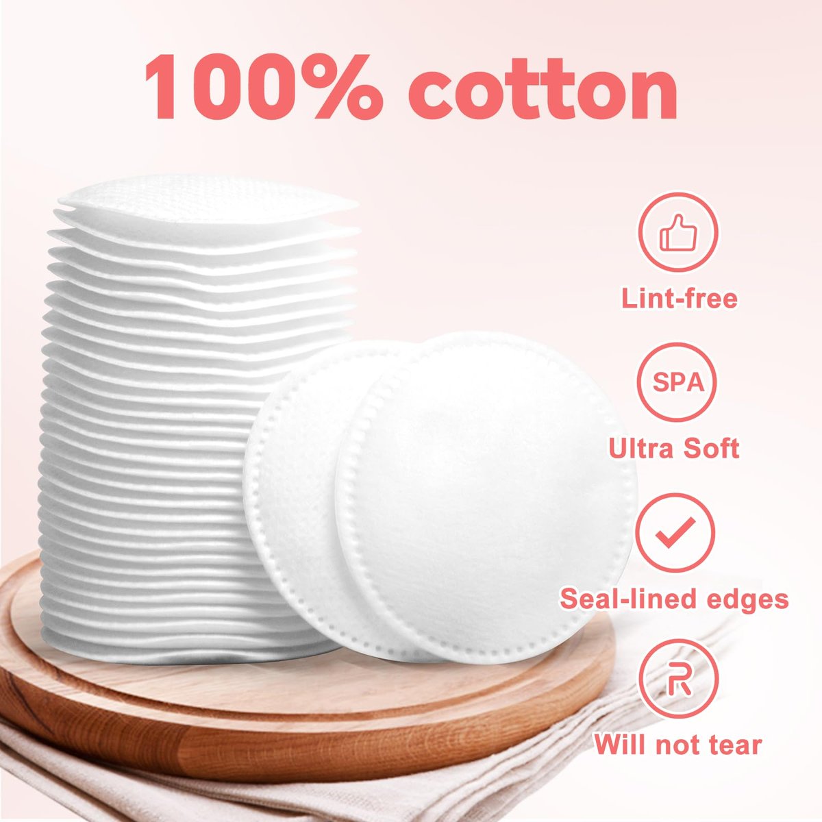ICOTLE 100% Pure Cotton Round Pads for Face (210 Count) - Lint-Free Makeup Remover Pads, Soft, Absorbent, Hypoallergenic, Multi-Layer Design for Cleansing, Skincare and Nail Polish Removal - görsel 3