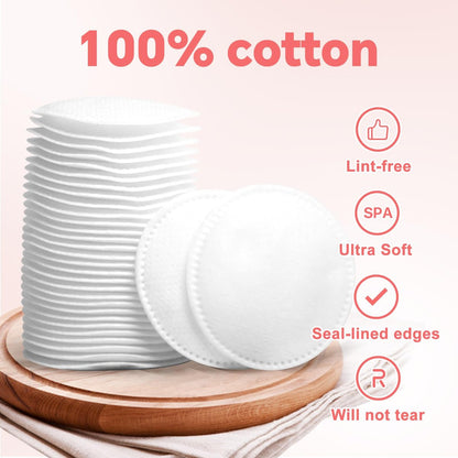 ICOTLE 100% Pure Cotton Round Pads for Face (210 Count) - Lint-Free Makeup Remover Pads, Soft, Absorbent, Hypoallergenic, Multi-Layer Design for Cleansing, Skincare and Nail Polish Removal