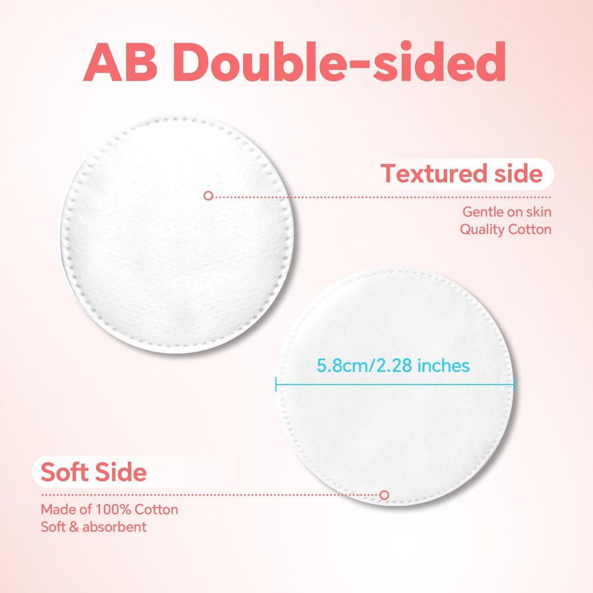 ICOTLE 100% Pure Cotton Round Pads for Face (210 Count) - Lint-Free Makeup Remover Pads, Soft, Absorbent, Hypoallergenic, Multi-Layer Design for Cleansing, Skincare and Nail Polish Removal - görsel 7