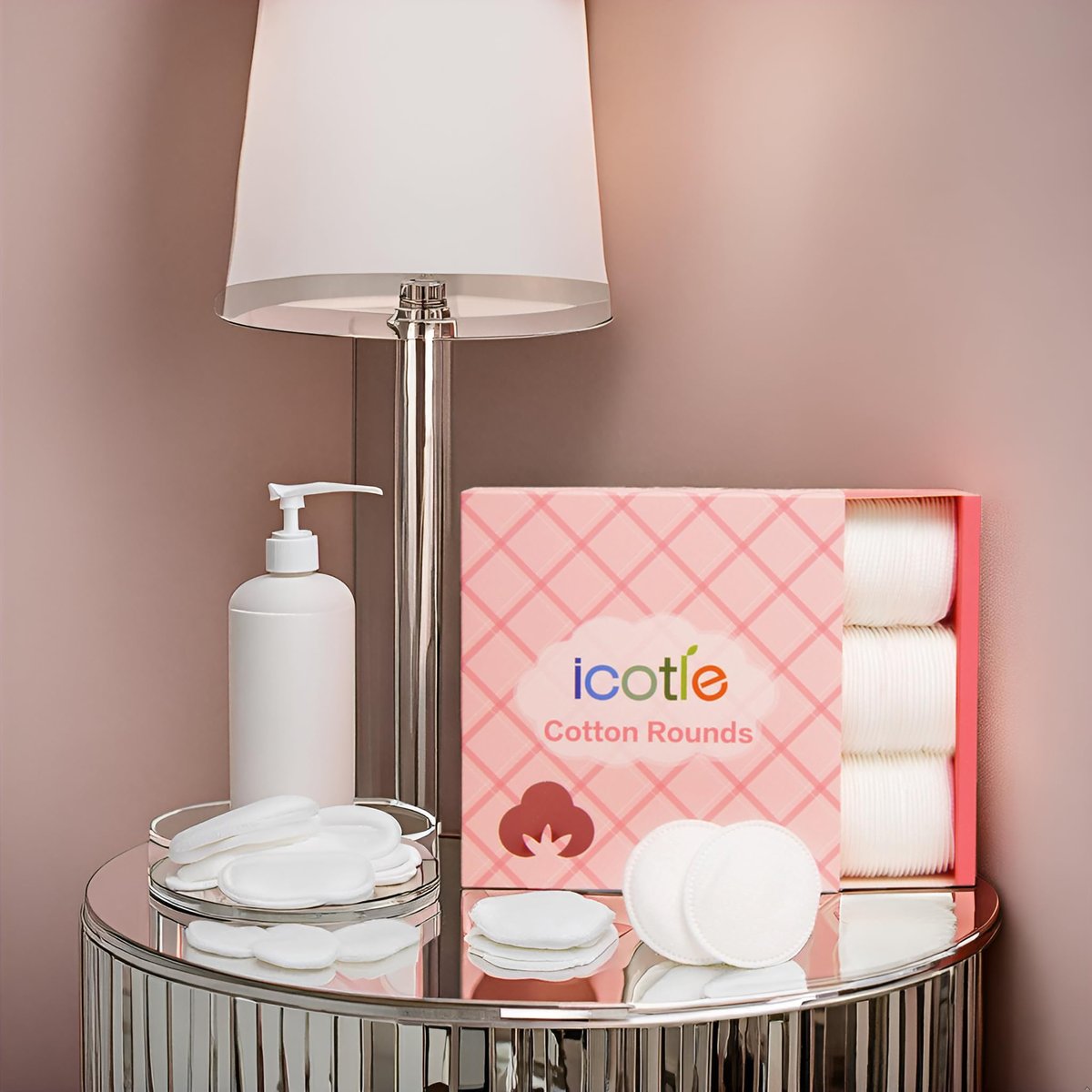 ICOTLE 100% Pure Cotton Round Pads for Face (210 Count) - Lint-Free Makeup Remover Pads, Soft, Absorbent, Hypoallergenic, Multi-Layer Design for Cleansing, Skincare and Nail Polish Removal - görsel 15
