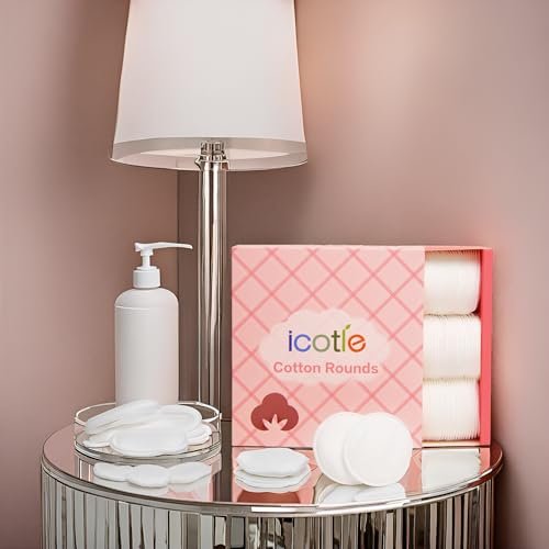 ICOTLE 100% Pure Cotton Round Pads for Face (210 Count) - Lint-Free Makeup Remover Pads, Soft, Absorbent, Hypoallergenic, Multi-Layer Design for Cleansing, Skincare and Nail Polish Removal - görsel 16