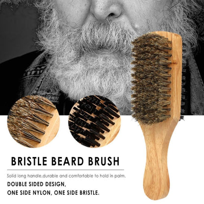 Premium Beard Brush and Comb Set with Mustache Scissors – Natural Boar Bristle & Dual Action Wood Comb for Men's Grooming, Travel Bag Included Avelisse