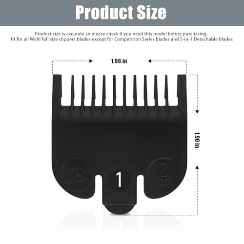 Wahl #1 Guide Comb Attachment 1/8" (3.0 mm) - Professional Clipper Guard Replacement for Wahl, Trimmer Guards Set, Hair Cutting Guard Attachment 3114-001, Black (2 Pack) - görsel 4