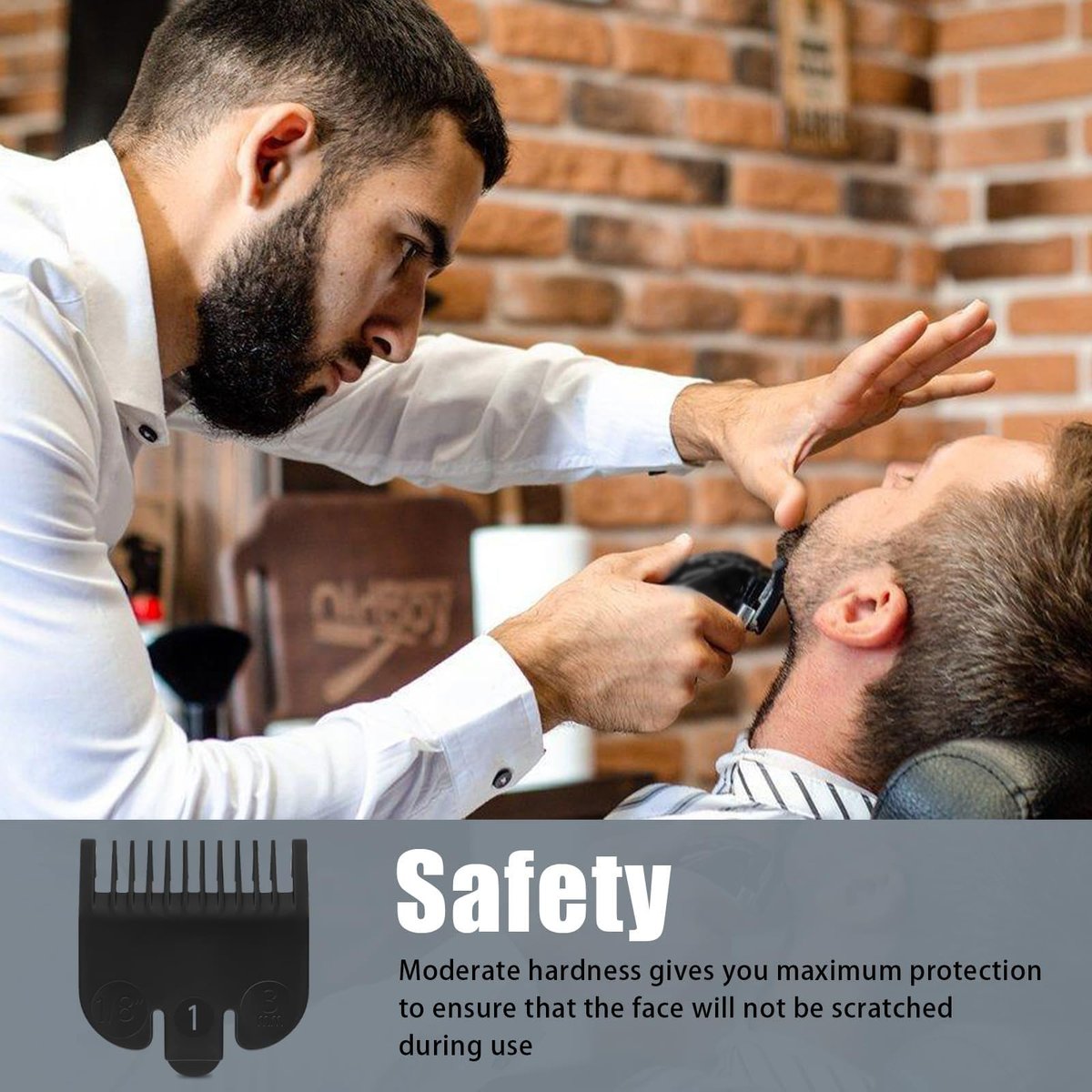 Wahl #1 Guide Comb Attachment 1/8" (3.0 mm) - Professional Clipper Guard Replacement for Wahl, Trimmer Guards Set, Hair Cutting Guard Attachment 3114-001, Black (2 Pack) - görsel 5