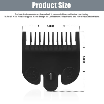 Wahl #1 Guide Comb Attachment 1/8" (3.0 mm) - Professional Clipper Guard Replacement for Wahl, Trimmer Guards Set, Hair Cutting Guard Attachment 3114-001, Black (2 Pack)