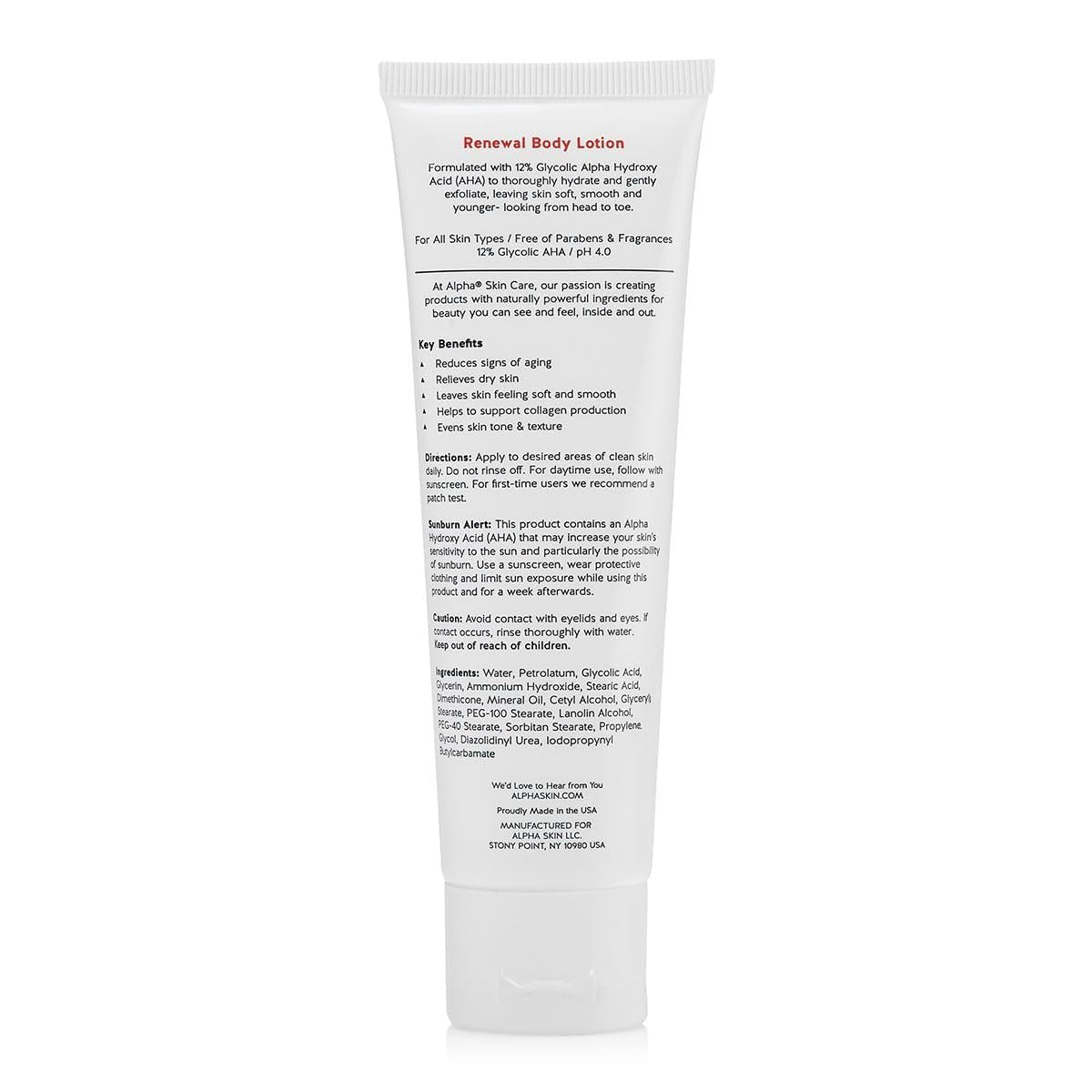 Alpha Skin Care Revitalizing Body Lotion with 12% Glycolic AHA - Hydrating & Exfoliating Daily Moisturizer for Soft, Smooth Skin - Anti-Aging Travel Size, 3 Oz Avelisse