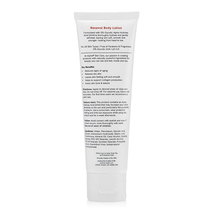 Alpha Skin Care Revitalizing Body Lotion with 12% Glycolic AHA - Hydrating & Exfoliating Daily Moisturizer for Soft, Smooth Skin - Anti-Aging Travel Size, 3 Oz Avelisse
