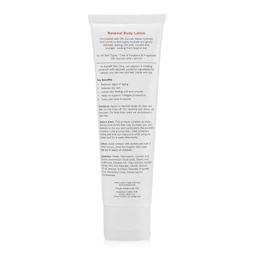 Alpha Skin Care Revitalizing Body Lotion with 12% Glycolic AHA - Hydrating & Exfoliating Daily Moisturizer for Soft, Smooth Skin - Anti-Aging Travel Size, 3 Oz Avelisse