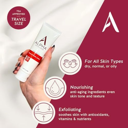 Alpha Skin Care Revitalizing Body Lotion with 12% Glycolic AHA - Hydrating & Exfoliating Daily Moisturizer for Soft, Smooth Skin - Anti-Aging Travel Size, 3 Oz Avelisse