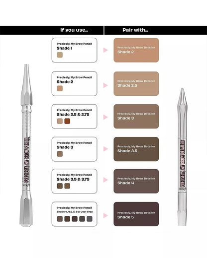 Benefit Precisely My Brow Detailer Microfine Brow Pencil - Warm Deep Brown #4 - Ultra-Fine Tip for Natural Hair Strokes
