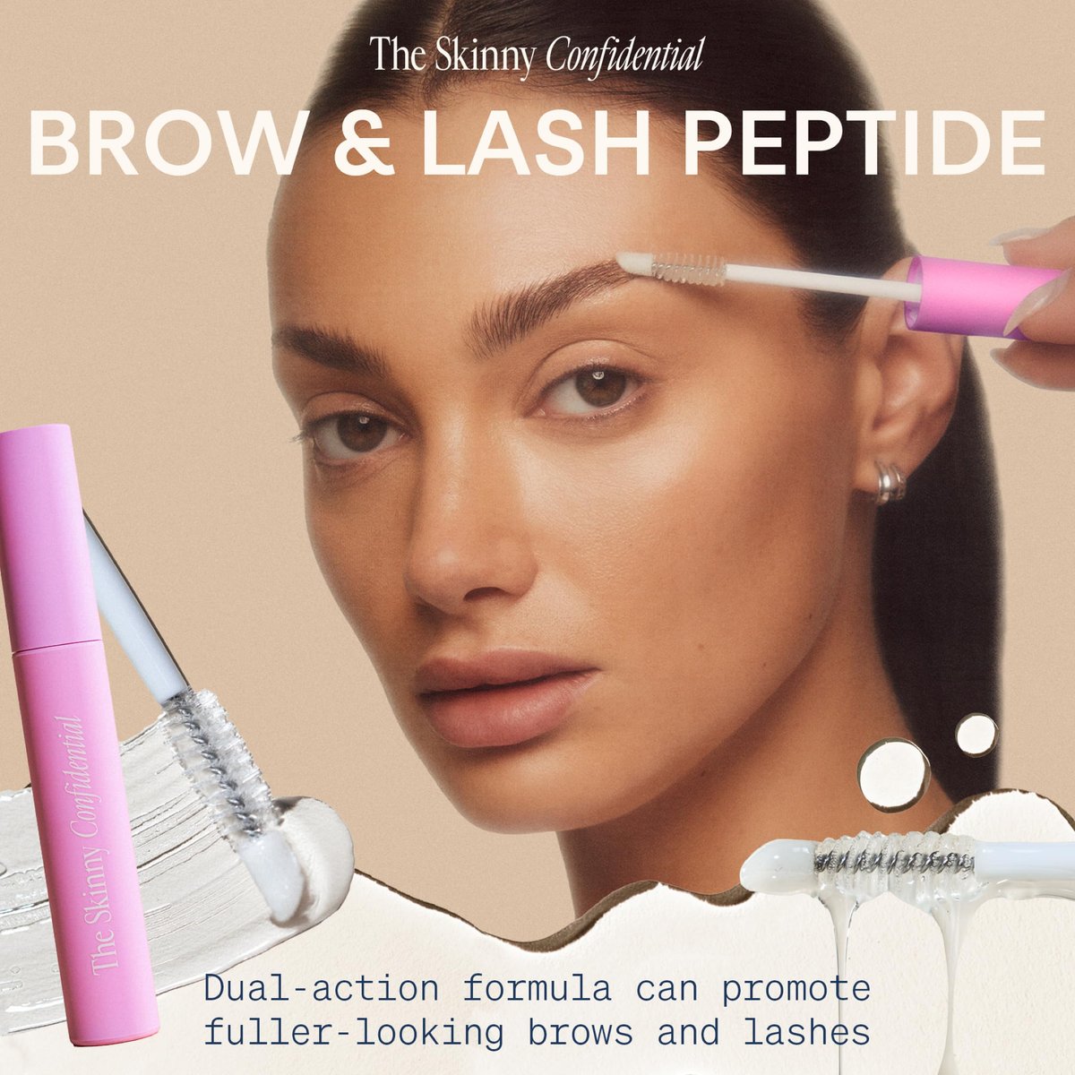 The Skinny Confidential Brow Peptide Eyebrow & Eyelash Styling Serum – All Day Hold, Lightweight & Non-Greasy Brow & Lash Serum (1 Fl Oz) Avelisse