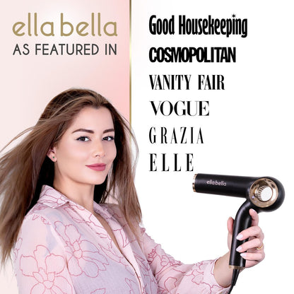ELLA BELLA Professional Ionic Hair Dryer - Foldable Travel Blow Dryer with Negative Ions, Intelligent Heat Control, Lightweight & Low Noise Avelisse