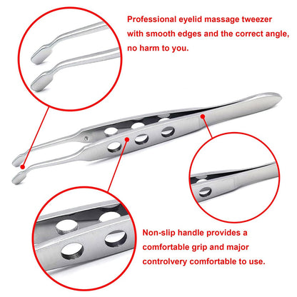 Stainless Steel Meibomian Gland Expressor for Dry Eyes - Professional Eyelid Massage Tool with Rectangle Tip Avelisse