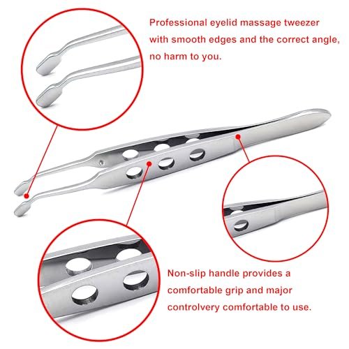 Stainless Steel Meibomian Gland Expressor for Dry Eyes - Professional Eyelid Massage Tool with Rectangle Tip Avelisse