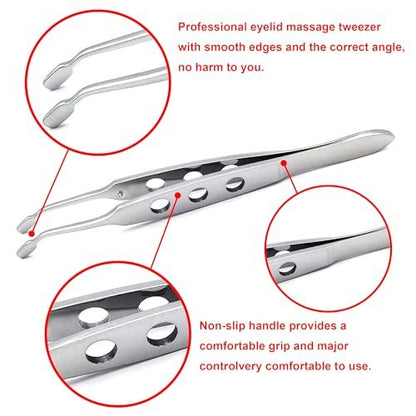 Stainless Steel Meibomian Gland Expressor for Dry Eyes - Professional Eyelid Massage Tool with Rectangle Tip Avelisse