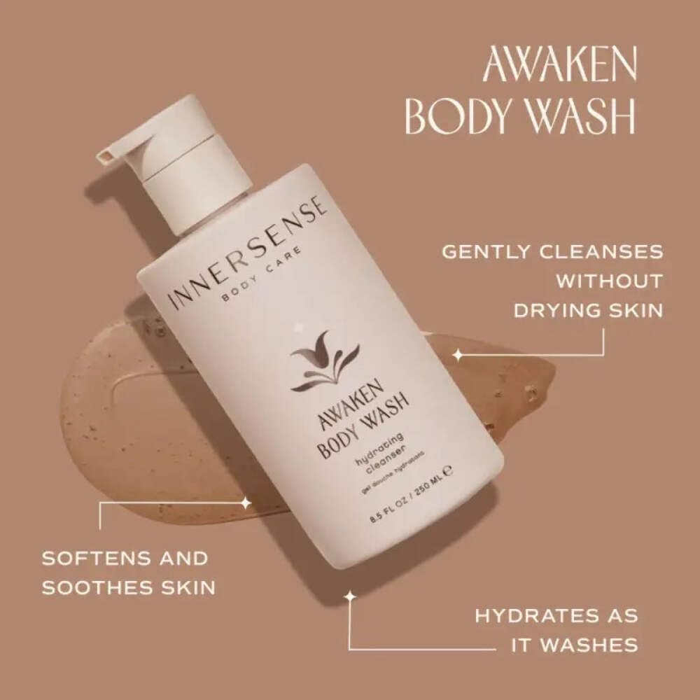 INNERSENSE Organic Beauty Awaken Body Wash – Avocado Oil, Vitamins B5, C & D – Gentle Cleanse, Soften & Soothe Skin – Non-Toxic, Cruelty-Free – 8.5 fl oz Avelisse