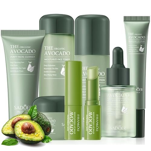 7pcs Avocado Skincare Kit - Hydrating & Anti-Aging Facial Set for Women & Teen Girls Avelisse