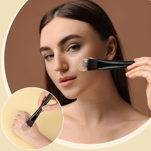 Teenyyou 12-Piece Flat Foundation Brush Set – Soft Nylon Bristles, Wooden Handle Makeup Brushes for Liquid, Cream & Powder Foundation Avelisse