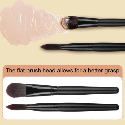 Teenyyou 12-Piece Flat Foundation Brush Set – Soft Nylon Bristles, Wooden Handle Makeup Brushes for Liquid, Cream & Powder Foundation Avelisse