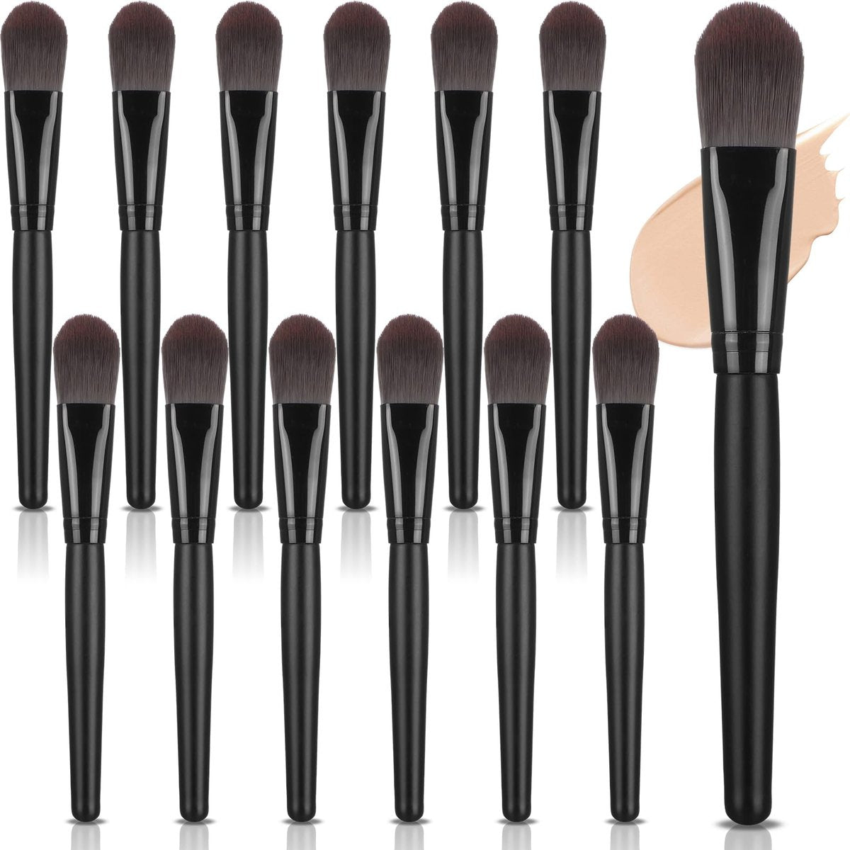Teenyyou 12-Piece Flat Foundation Brush Set – Soft Nylon Bristles, Wooden Handle Makeup Brushes for Liquid, Cream & Powder Foundation Avelisse