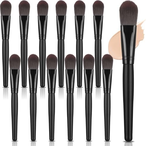 Teenyyou 12-Piece Flat Foundation Brush Set – Soft Nylon Bristles, Wooden Handle Makeup Brushes for Liquid, Cream & Powder Foundation Avelisse