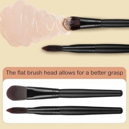 Teenyyou 12-Piece Flat Foundation Brush Set – Soft Nylon Bristles, Wooden Handle Makeup Brushes for Liquid, Cream & Powder Foundation Avelisse