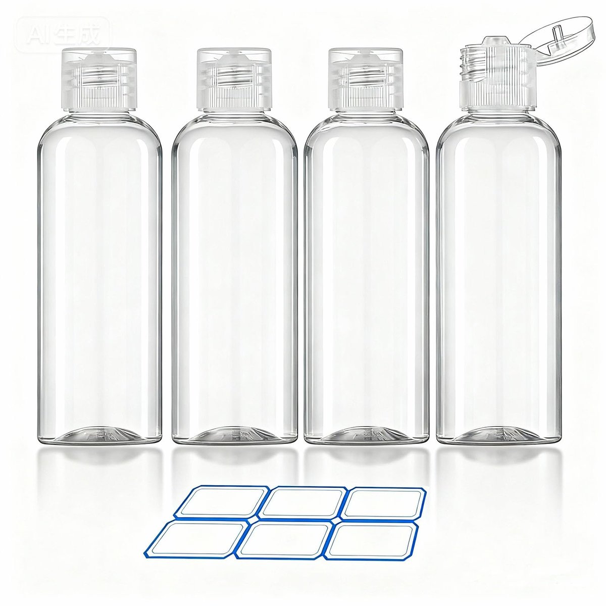 DTDNZKN 4 Pack 3.4 oz (100ml) TSA Approved Travel Bottles - Leak Proof Plastic Travel Essentials with Labels - görsel 1
