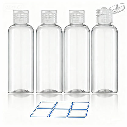 DTDNZKN 4 Pack 3.4 oz (100ml) TSA Approved Travel Bottles - Leak Proof Plastic Travel Essentials with Labels