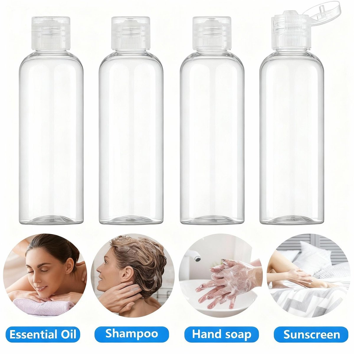 DTDNZKN 4 Pack 3.4 oz (100ml) TSA Approved Travel Bottles - Leak Proof Plastic Travel Essentials with Labels - görsel 9