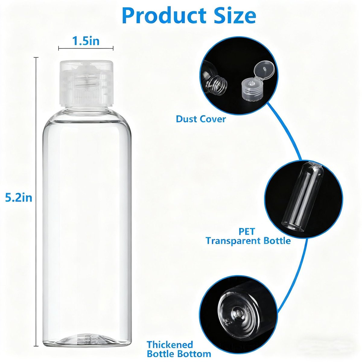 DTDNZKN 4 Pack 3.4 oz (100ml) TSA Approved Travel Bottles - Leak Proof Plastic Travel Essentials with Labels - görsel 3