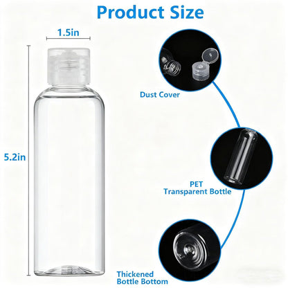 DTDNZKN 4 Pack 3.4 oz (100ml) TSA Approved Travel Bottles - Leak Proof Plastic Travel Essentials with Labels