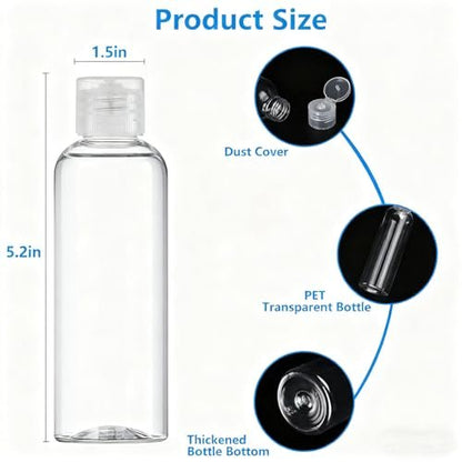 DTDNZKN 4 Pack 3.4 oz (100ml) TSA Approved Travel Bottles - Leak Proof Plastic Travel Essentials with Labels