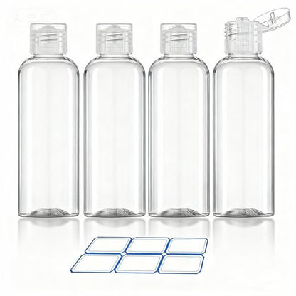 DTDNZKN 4 Pack 3.4 oz (100ml) TSA Approved Travel Bottles - Leak Proof Plastic Travel Essentials with Labels