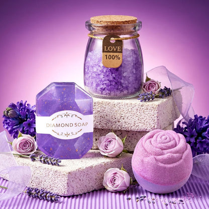 Purple Self Care Spa Gift Basket Set for Women - Birthday, Mother's Day, Thank You Gift for Mom, Wife, Friend, Teacher, Nurse, Coworker Avelisse