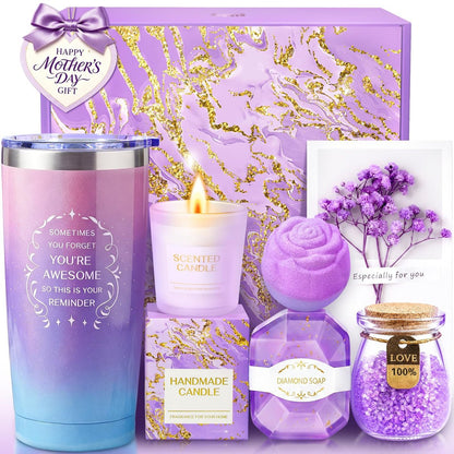 Purple Self Care Spa Gift Basket Set for Women - Birthday, Mother's Day, Thank You Gift for Mom, Wife, Friend, Teacher, Nurse, Coworker Avelisse
