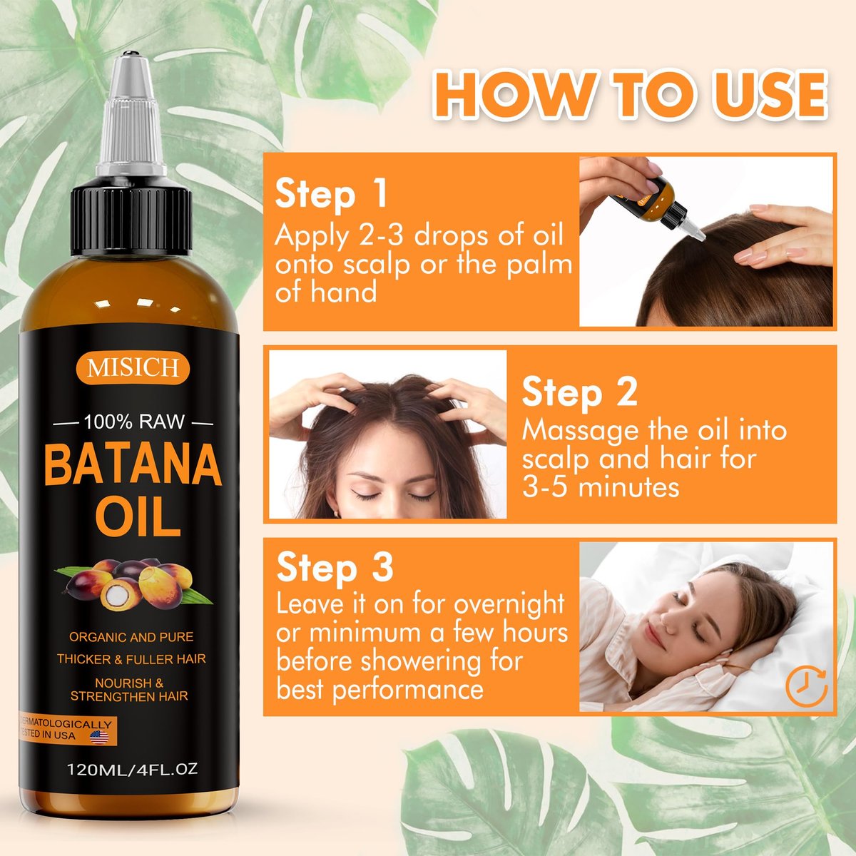MISICH Raw Batana Oil - 100% Natural Organic Hair Growth Oil for Men & Women, Sourced from Honduras, Pure Unrefined, Enhances Thickness, Prevents Hair Loss, 4 Oz - görsel 13
