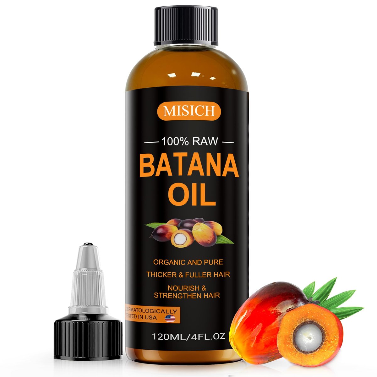 MISICH Raw Batana Oil - 100% Natural Organic Hair Growth Oil for Men & Women, Sourced from Honduras, Pure Unrefined, Enhances Thickness, Prevents Hair Loss, 4 Oz - görsel 1