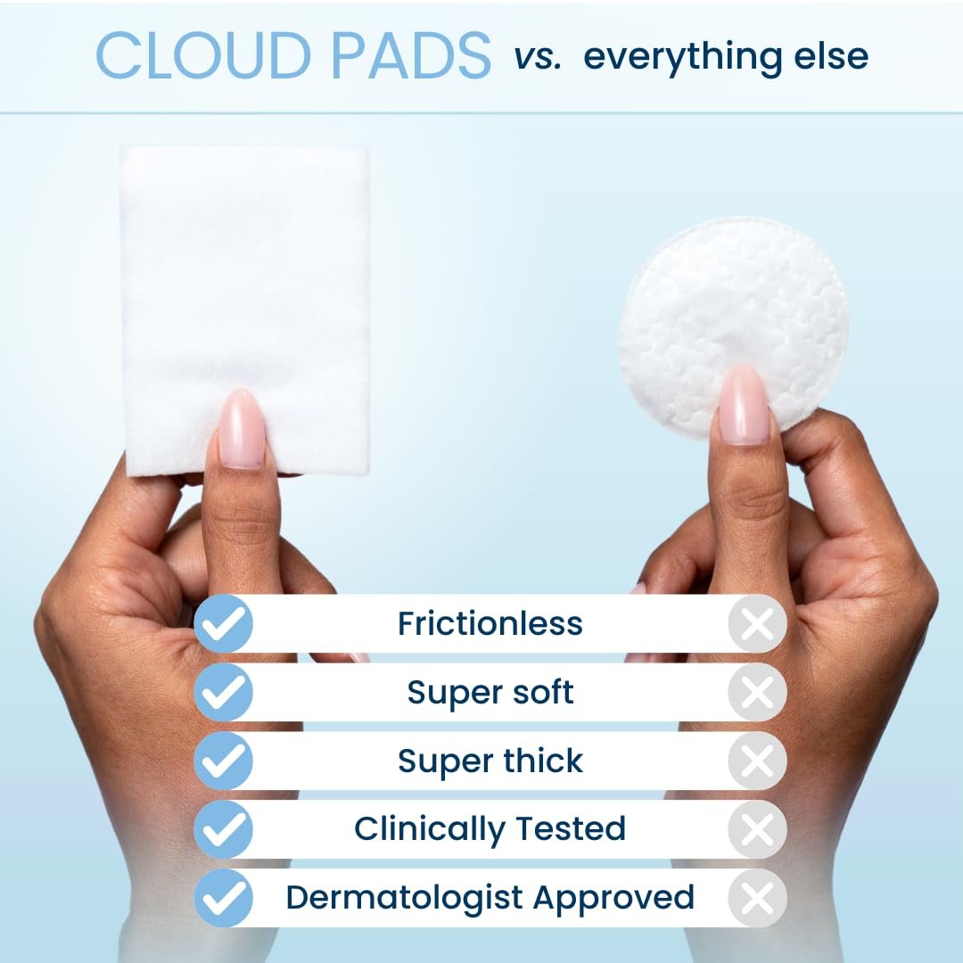 Clean Skin Club Cloud Pads – Ultra-Soft & Thick 100% Organic Cotton Face Pads, Dermatologist-Approved Makeup Remover & Toner Applicator, Sensitive-Skin Safe, 60 Count - görsel 7