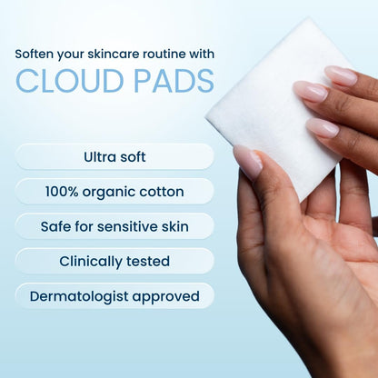 Clean Skin Club Cloud Pads – Ultra-Soft & Thick 100% Organic Cotton Face Pads, Dermatologist-Approved Makeup Remover & Toner Applicator, Sensitive-Skin Safe, 60 Count