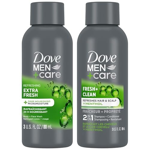 Dove Men+Care Travel Essentials Bundle – Extra Fresh Body & Face Wash & Fresh + Clean 2-in-1 Shampoo, 3 oz Each - görsel 2