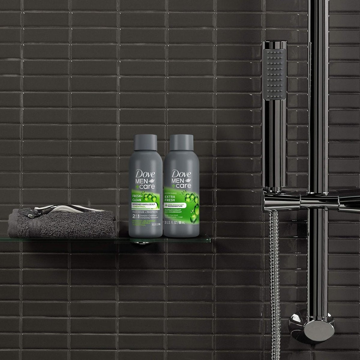 Dove Men+Care Travel Essentials Bundle – Extra Fresh Body & Face Wash & Fresh + Clean 2-in-1 Shampoo, 3 oz Each - görsel 7