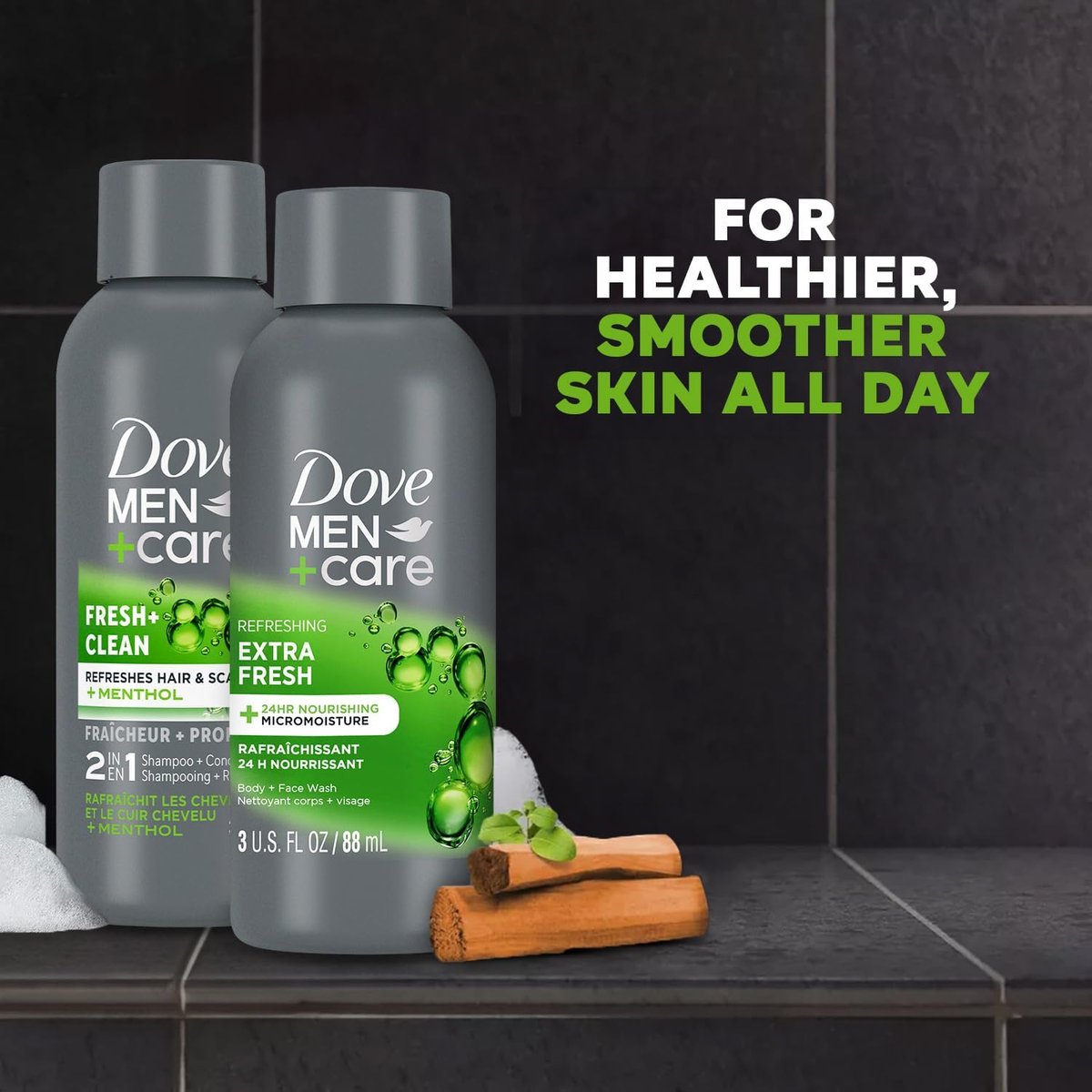 Dove Men+Care Travel Essentials Bundle – Extra Fresh Body & Face Wash & Fresh + Clean 2-in-1 Shampoo, 3 oz Each - görsel 5