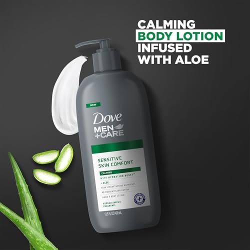 Dove Men+Care Sensitive Skin Comfort Body Lotion Value Pack – Shea Butter & Aloe Vera, Calming Formula for Dry Skin, 13.5 Fl Oz (Pack of 2) Avelisse