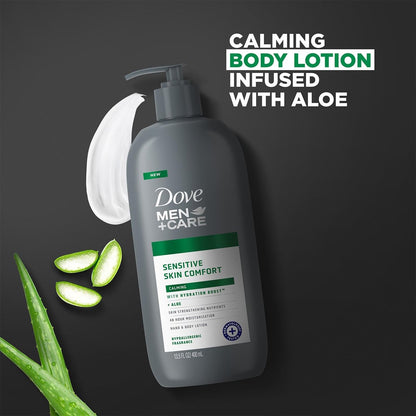 Dove Men+Care Sensitive Skin Comfort Body Lotion Value Pack – Shea Butter & Aloe Vera, Calming Formula for Dry Skin, 13.5 Fl Oz (Pack of 2) Avelisse