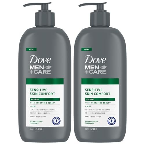 Dove Men+Care Sensitive Skin Comfort Body Lotion Value Pack – Shea Butter & Aloe Vera, Calming Formula for Dry Skin, 13.5 Fl Oz (Pack of 2) Avelisse