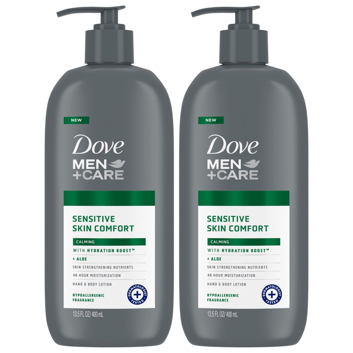 Dove Men+Care Sensitive Skin Comfort Body Lotion Value Pack – Shea Butter & Aloe Vera, Calming Formula for Dry Skin, 13.5 Fl Oz (Pack of 2) Avelisse